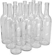 North Mountain Supply - NMS W5 Flint 750ml Glass Bordeaux Wine Bottle Flat-Bottomed Cork Finish - Case of 12 -