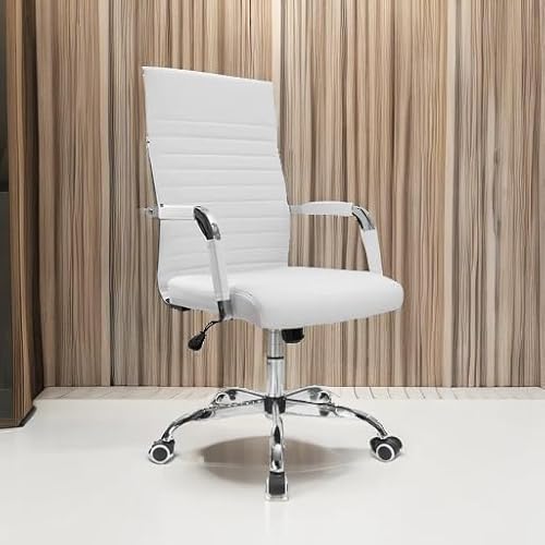 Furmax Ribbed Office Desk Chair Mid-Back PU Leather Executive
