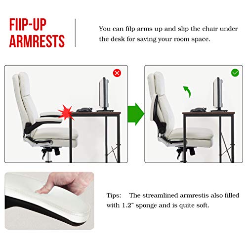 KERMS High Back Bonded Leather Executive Office Chair, Adjustable