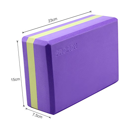 PROIRON Yoga Blocks,Exercise Blocks,High Density EVA Foam Blocks- Provides Stability Balance & Support for Pilates,Yoga,Workout and Fitness (Yellow+Purple) - Thumbnail 2