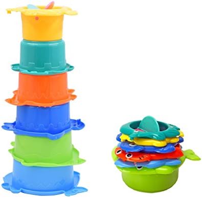 Cute Cup Stacking Cups Fish Bathtub Bath Toy for Kids, 6 pieces