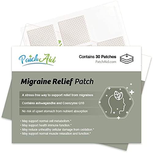Patch Aid Migraine Relief Plus - 30 Daily Topical Patches. 100% Natural & Vegan. Allergy & Filler Free. High Absorption and More bioavailable. Suitable for Sensitive stomachs & bariatric.