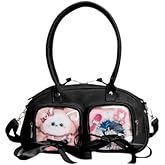 Ita Bag for Anime Cosplay - Kawaii Shoulder Purse with 2 Clear Display Windows & Aesthetic Bow, Dolls Not Included