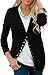 NENONA Women's Long Sleeve Lightweight Cardigans Open Front Button Down Basic Soft Outwear(Black-S)