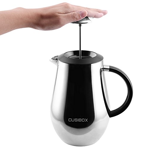 French Press Coffee Tea Maker Coffee Press Pot 304 Grade Stainless Steel Heat-Resistant Durable Long-Lasting Better Filtering 8 Cup (1 liter, 34 oz) 1000ml … (French Press Silver)