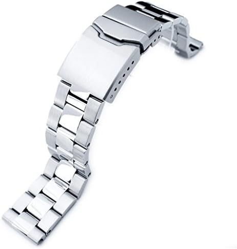 20mm Super Oyster Brushed & Polished 316L SS Straight End Watch Bracelet, Button Chamfer
