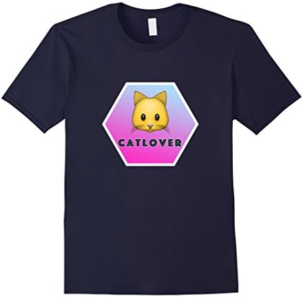 Men's Cat Emojii Catlover T-Shirt - so cute and sweet ! Large Navy