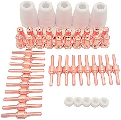 Donwind 50pcs PT-31 JG-40 WSD-LG40 Plasma Electrode Tips Nozzle Extended Shroud Shield Cup Kit Fit CUT 50D 50 40 Plasma Cutter