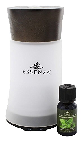 Essenza ultrasonic Fragrance Diffuser | Changing Colored LED Light | 29.57 ml Rosemary Mint Oil (Dark Wood)