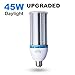 45 Watt LED Corn Bulb,4500 Lumen 290 Watt Equivalent 6000K,Cool Daylight White LED Street & Area Light,E26/E27 Medium Screw Base,for Outdoor Garage Factory Warehouse Barn Backyard,Super Bright