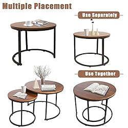 aboxoo Coffee Table Nesting Side Round Set of 2 End