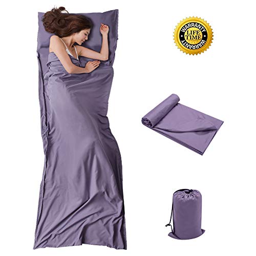 Travel and Camping Sheet Sleeping Bag Liner - Lightweight Compact and Portable Adult Sleeping bag- Ideal for Traveling,Hostels and Camping
