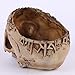 ChezMax Realistic Human Skull Resin Halloween Candy Bowl Flowerpot Dish Statue Sculpture Skeleton, 7.68 Inch, Floral Carved