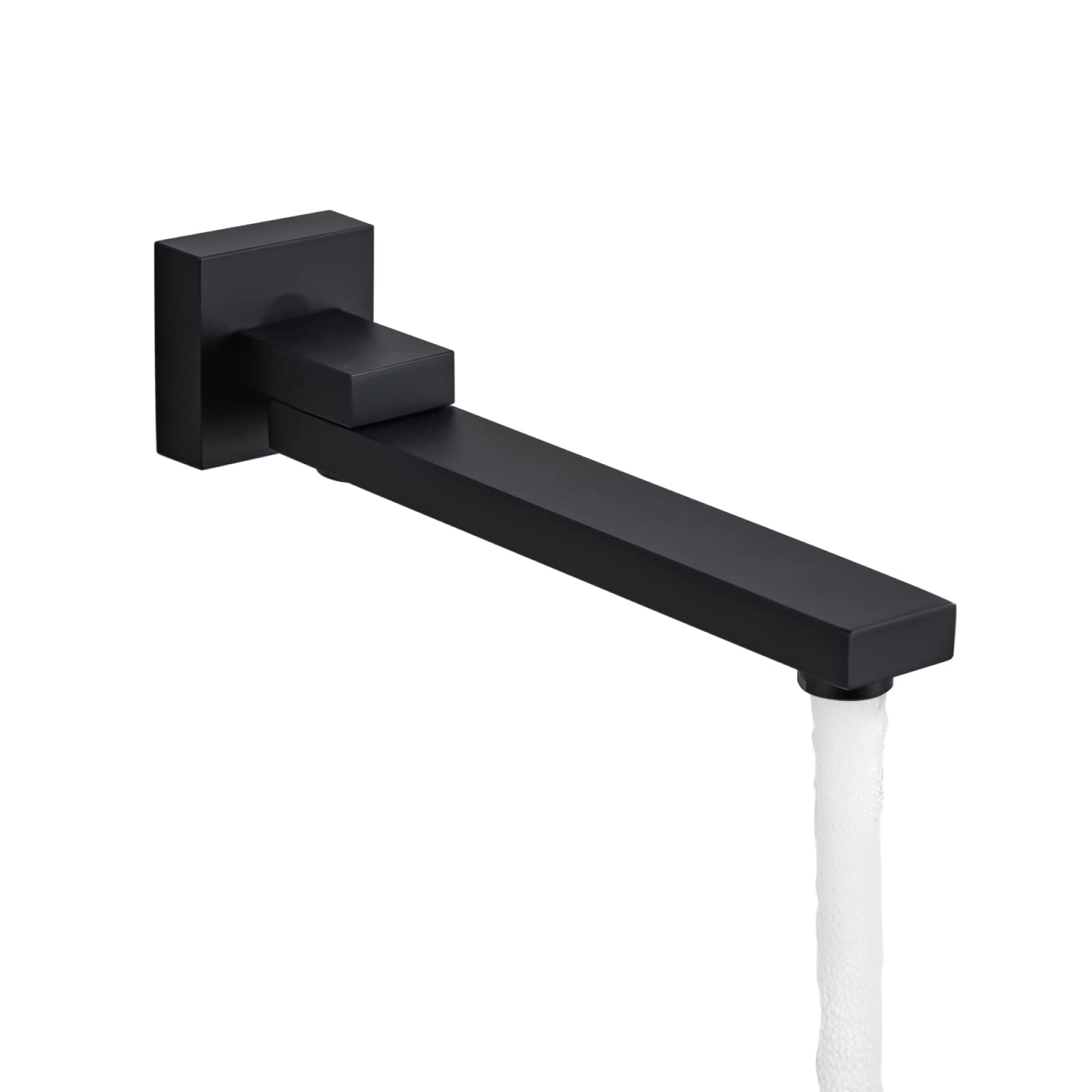 Photo 1 of DEOLER Tub Spout, Matte Black 1/2 NPT Thread Square Tub 180° Swivel Bathroom Folding Spout Bathtub Faucet Shower System Set Wall Mounted Shower Mixer Water Outlet