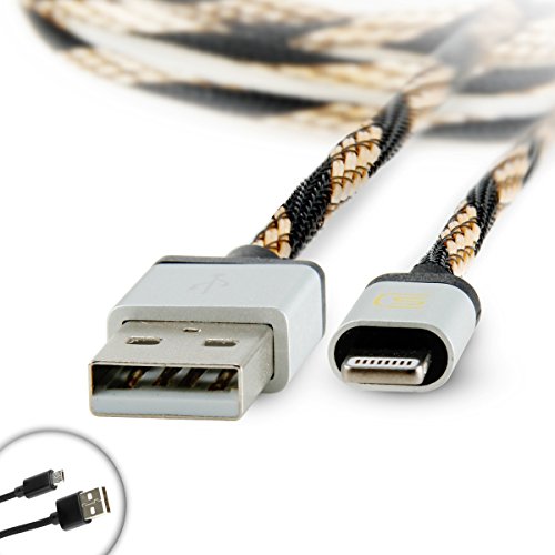 DATASTREAM 3 ft Lightning Charging Cable for Apple iPhone , iPad , &amp; More - Braided Nylon Cable 8 Pin MFI Certified Aluminum Alloy Housings - Perfect for Car Charger , Travel Charger , &amp; Bedside