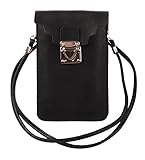 KISS GOLD (TM) Luxury Matte PU Leather Mini Crossbody Single Shoulder Bag Cellphone Pouch (Model C-Black)