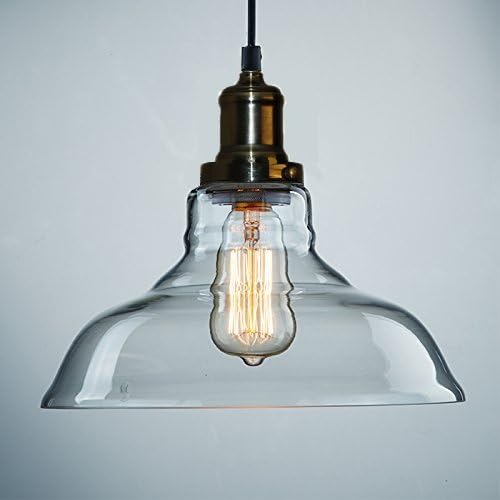 CrazyGadget® Filament Light Bulb B22 Edison Vintage Chandelier Ceiling Room Dinner Hall Club Pub Restaurant Modern Vintage Light Glass Shade Ceiling Pendant Lamp Fixture (Glass Shade with Fittings Only)