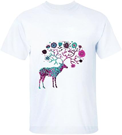 Ta Dey Colorful Elk Beautiful Gift Tshirts for Mens XL white
