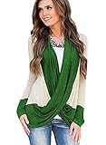 MIHOLL Women's Lightweight Criss Cross Cardigans Top Blouse (Large, Green)
