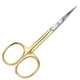NAIL AND CUTICLE SCISSORS, Straight with Brushed Matte Gold Handle, Best for Personal Grooming Manicure Care for Healthy Hands and Feet, 4 Inch