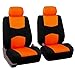 FH Group Car Seat Covers Full Set Cloth - Universal Fit Automotive Seat Covers, Low Back Front Seat Covers, Solid Back Seat Cover, Washable Car Seat Cover for SUV, Sedan and Van Orange