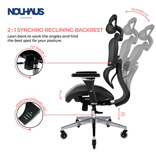 NOUHAUS Ergo3D Ergonomic Office Chair Rolling Desk Chair with 4D