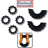 GearAmerica Black D-Ring Shackle Cover Kit (2 Isolators + 4 Washers) | Protect Your Jeep's Bumper | Reduce Noise and Rattling | Fits Standard 3/4