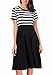 AAMILIFE Women's Vintage Stripe Scoop Neck Short Sleeve Swing Dress Black XXL