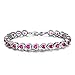 QIANSE “Love in Paris” Corundum Copper Tennis Bracelet with Extender, gifts for her, women heart jewelry (Hot Pink)