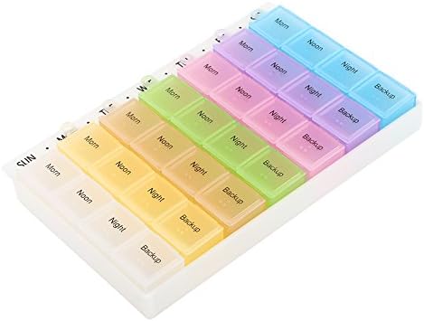 Pill Organizer 4 Times A Day, YeeSite Travel Pill Box with Moisture-Proof Design and Large Compartments Pill Case for Hypertensive Heart Disease Patients Diabetes