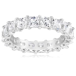Amazon Collection Sterling Silver Princess Cut All-Around Band Ring made with Infinite Elements Cubic Zirconia