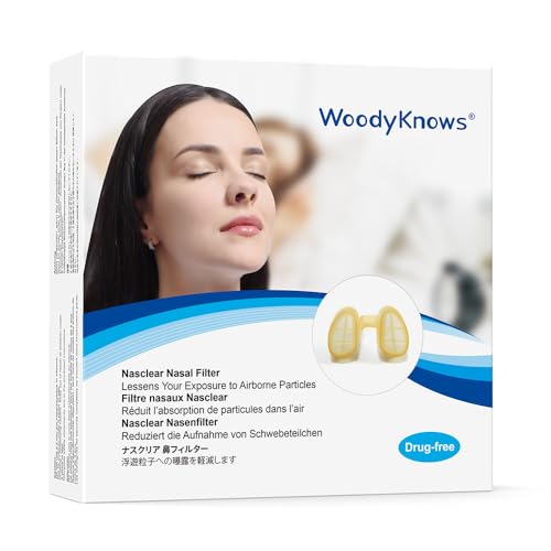 WoodyKnows Nasclear Nasal Filters, Model 2024, Seasonal Allergies and Industrial Pollution aid, Public Transportation and pet Grooming Protection (Trial S/M/L/XL)