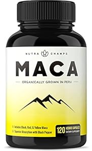 Organic Maca Root Powder Capsules - 1000mg Peru Grown - Energy, Fertility & Sex Health Supplement for Men & Women - 120 Vegan Pills - Gelatinized + Black Pepper Extract for Superior Results