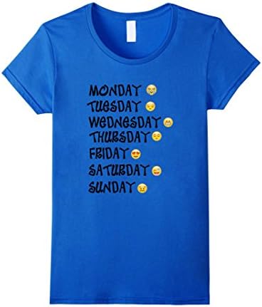 Women's Emoji T-Shirt Love Your Emoticon Shirt 7 Days A Week! Small Royal Blue
