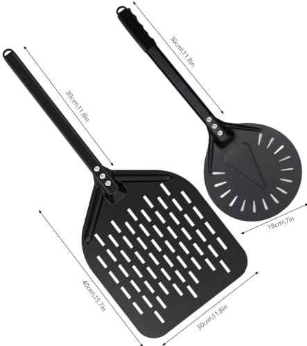 ZUGJOZD Set of perforated pizza peel, anodized aluminum pizza peel with comfortable and removable handles, including 7 and 12 in pizza shovel for turning and transporting pizzas.