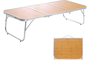 Moosinily Small Camping Table 3FT Folding Picnic Table Foldable Low Camp Table Portable Short Aluminum Outdoor Short Floor Beach BBQ Yellow 35.2×15.7 inch