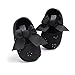 Baby Girls Princess Bowknot Soft Sole Cloth Crib Shoes Sneaker Black, 6-12 Months