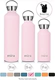 MIRA Alpine Stainless Steel Vacuum Insulated Water Bottle with 2 Lids, Durable Powder Coated Thermos | 17 oz (500 ml) | Rose Pink