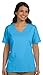 Hanes Ladies ComfortSoft V-Neck T-Shirt. 5780 (Aquatic Blue) (Small)