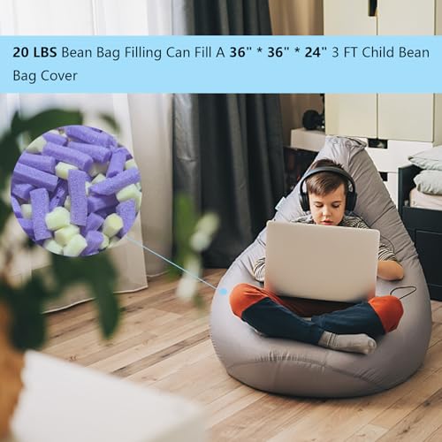 ALLC 20 LBS Shredded Memory Foam Bean Bag Filler, Premium Beanbag