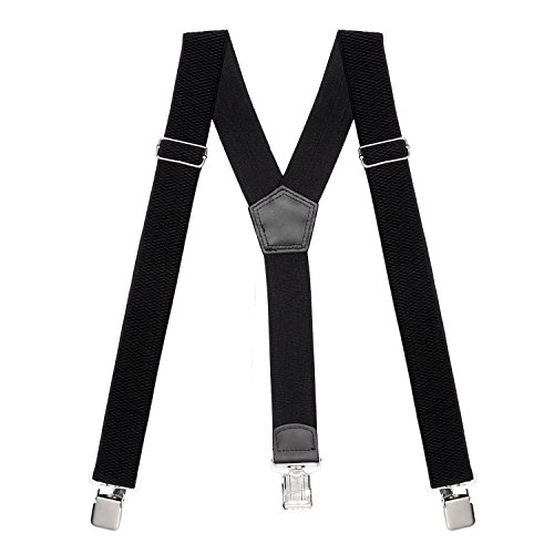 COOFANDY Men's Y-Back Christmas Suspenders Elastic and Adjustable Braces (Black (Y-Back/Packed in Gift Box))