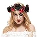 Valdler Vintage Dark and Dramatic Dead Roses Headband Spider Flower Crown for Festivals Party Black+Red