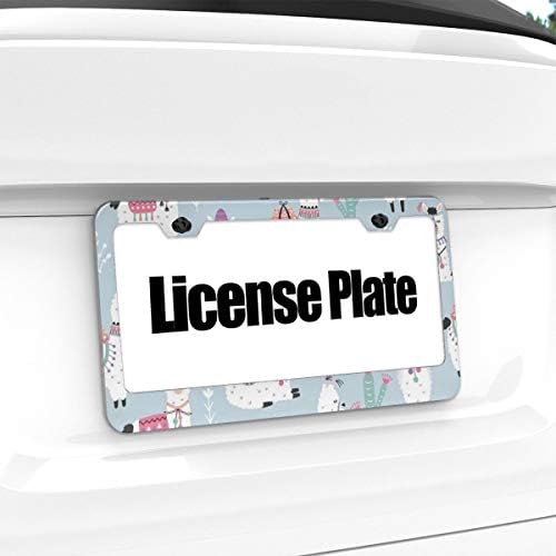 ナンバープレートフレーム アルミナンバーフレーム ナンバーカバー 2個セット ナンバーホルダ ライセンスフレーム ナンバープレート フレーム アクセサリー 漫画 耐久性 ラマ柄 アルパカ カバー アクセサリー 普通車 軽自動車対応 2個セット 防水性 耐紫外線 耐久性 錆び