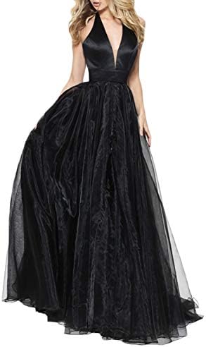 Stillluxury Women's Cutout High Neck Backless Evening Gowns Long
