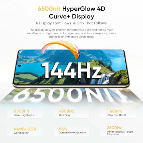realme 16 Pro+ 5G Smartphone 12GB + 512GB, LumaColor 200MP + 50MP Camera, Snapdragon® 7 Gen 4 Unlocked Mobile Phones, 7000mAh Battery with 80W Fast Charge, 6.8" 144Hz AMOLED Screen, Grey