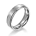 6mm Matte Step Edge Light Weight Titanium Ring Highly Durable Wedding Bands White Couple Rings Mens Womens Tungsten Bands, Christmas Gift for Boyfriend/girlfriend, Matching Wide Rings with Grooves, Tail Ring Thumb Ring (9)