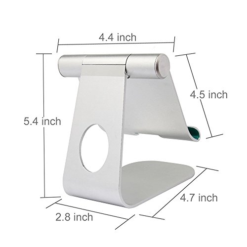 ElementDigital iPad Stand Mount Desk Stand Adjustable Tablet Stand Desktop Stand Holder Dock for new iPad 2017 Pro 9.7 10.5 Air Mini 2 3 4 Kindle Nexus Accessories Tab E-reader (Silver) - Thumbnail 5