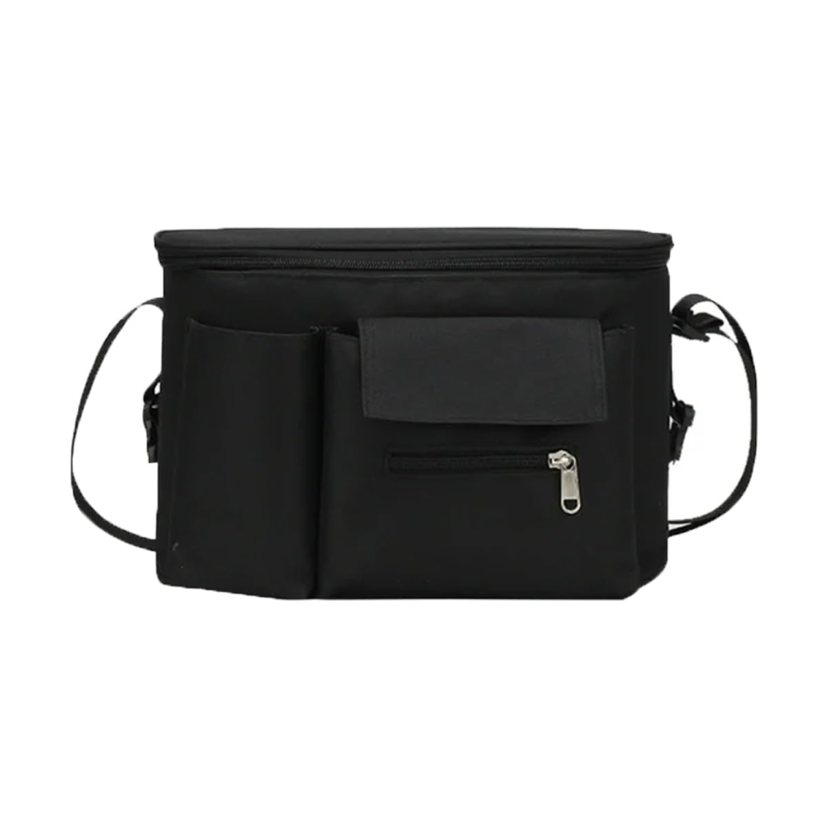 Hsthe Sea Capacity Pram Organiser Mummy Pram Bags with Cup Holders Shoulder Strap Waterproof Pram Accessories (Black)