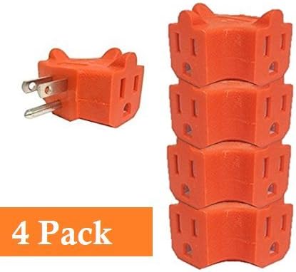 UrbHome 3 Way Outlet Adapter Wall Plug, 3 Outlets, Color Orange (4Pack)