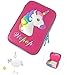 Pencil Case for Girls, 3D Cute EVA Unicorn Pen Pouch Stationery Box Anti-Shock Large Capacity Multi-Compartment for School with 4 unicorn pens